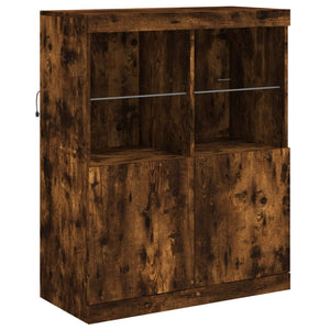 vidaXL Sideboard with LED Lights Smoked Oak 202x37x100 cm