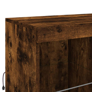 vidaXL Sideboard with LED Lights Smoked Oak 202x37x100 cm