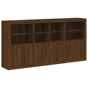 vidaXL Sideboard with LED Lights Brown Oak 202x37x100 cm