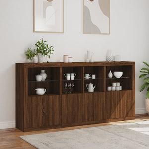 vidaXL Sideboard with LED Lights Brown Oak 202x37x100 cm