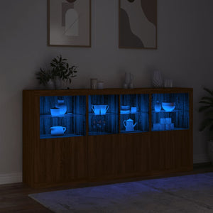 vidaXL Sideboard with LED Lights Brown Oak 202x37x100 cm