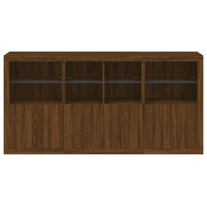 vidaXL Sideboard with LED Lights Brown Oak 202x37x100 cm