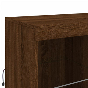 vidaXL Sideboard with LED Lights Brown Oak 202x37x100 cm