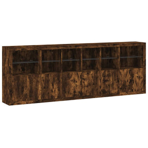 vidaXL Sideboard with LED Lights Smoked Oak 283x37x100 cm