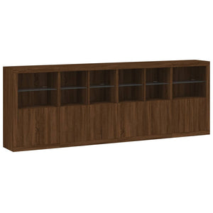 vidaXL Sideboard with LED Lights Brown Oak 283x37x100 cm