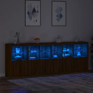 vidaXL Sideboard with LED Lights Brown Oak 283x37x100 cm