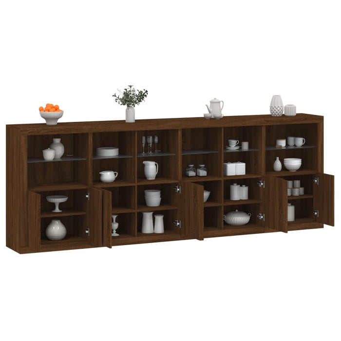 vidaXL Sideboard with LED Lights Brown Oak 283x37x100 cm