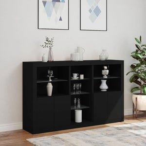 vidaXL Sideboard with LED Lights Black 162x37x100 cm