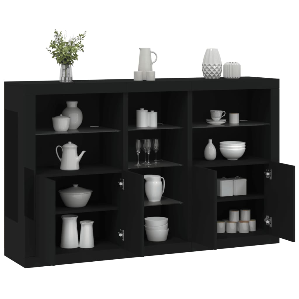 vidaXL Sideboard with LED Lights Black 162x37x100 cm