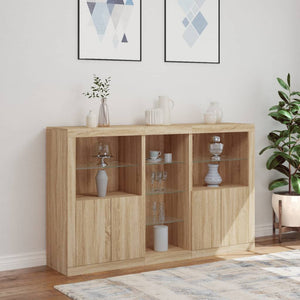 vidaXL Sideboard with LED Lights Sonoma Oak 162x37x100 cm