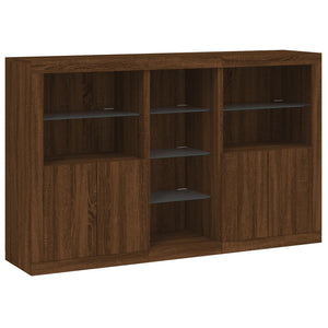 vidaXL Sideboard with LED Lights Brown Oak 162x37x100 cm