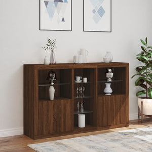 vidaXL Sideboard with LED Lights Brown Oak 162x37x100 cm