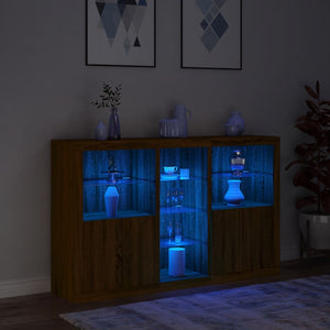 vidaXL Sideboard with LED Lights Brown Oak 162x37x100 cm