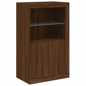 vidaXL Sideboard with LED Lights Brown Oak 162x37x100 cm