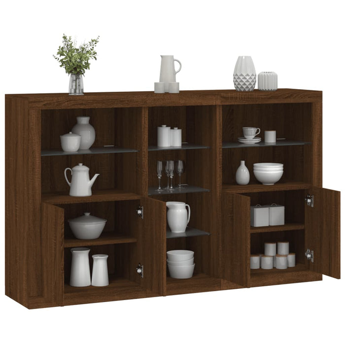 vidaXL Sideboard with LED Lights Brown Oak 162x37x100 cm