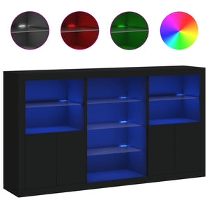 vidaXL Sideboard with LED Lights Black 181.5x37x100 cm