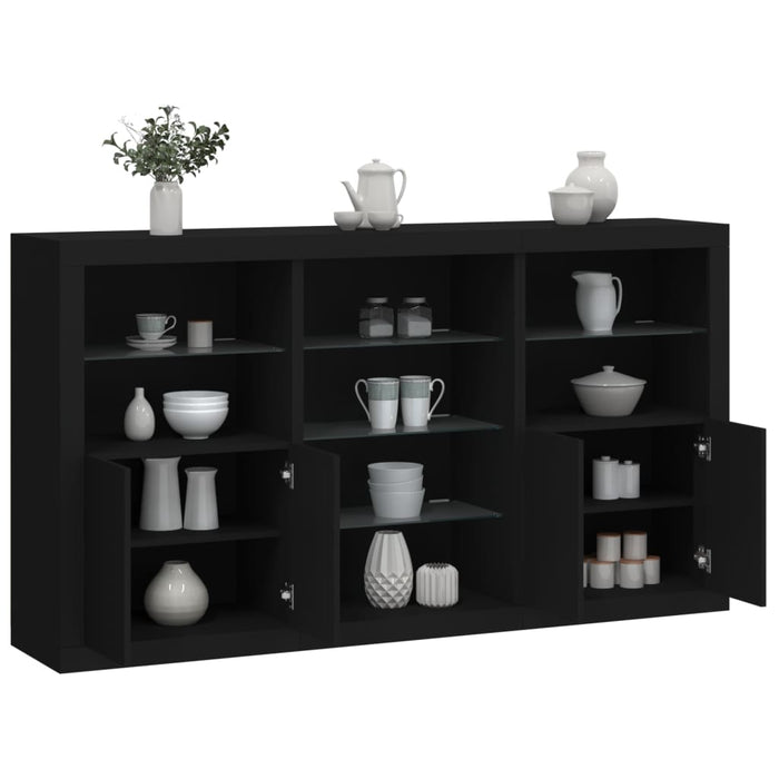 vidaXL Sideboard with LED Lights Black 181.5x37x100 cm