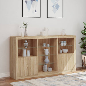 vidaXL Sideboard with LED Lights Sonoma Oak 181.5x37x100 cm