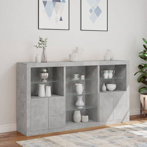 vidaXL Sideboard with LED Lights Concrete Grey 181.5x37x100 cm