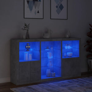 vidaXL Sideboard with LED Lights Concrete Grey 181.5x37x100 cm