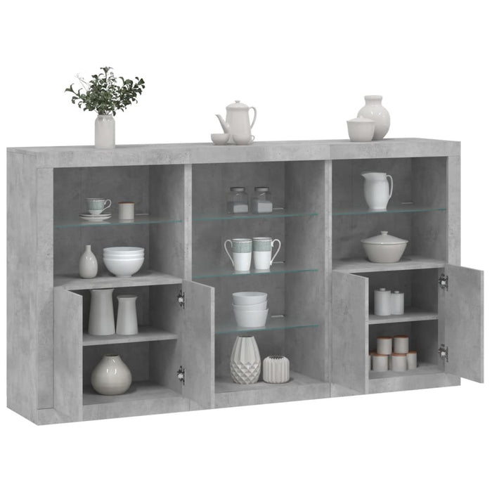 vidaXL Sideboard with LED Lights Concrete Grey 181.5x37x100 cm