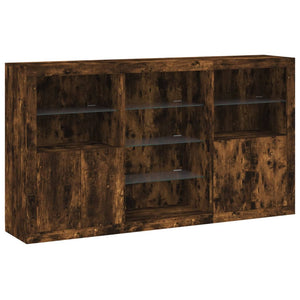 vidaXL Sideboard with LED Lights Smoked Oak 181.5x37x100 cm