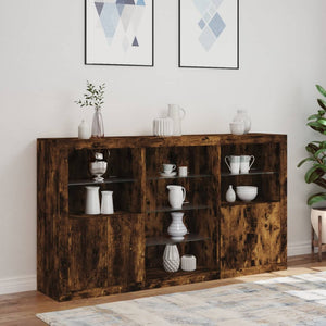 vidaXL Sideboard with LED Lights Smoked Oak 181.5x37x100 cm