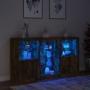 vidaXL Sideboard with LED Lights Smoked Oak 181.5x37x100 cm