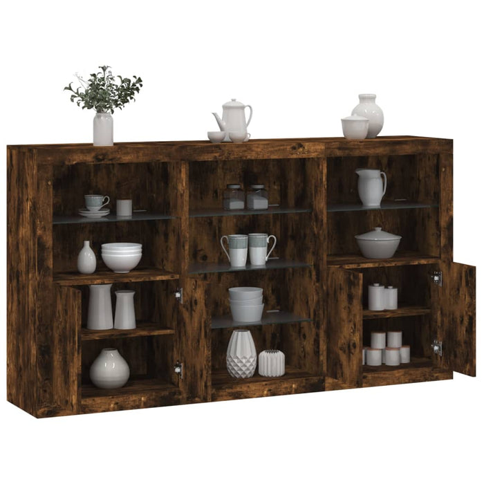 vidaXL Sideboard with LED Lights Smoked Oak 181.5x37x100 cm