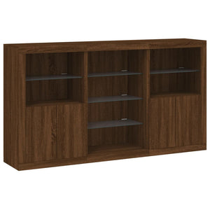 vidaXL Sideboard with LED Lights Brown Oak 181.5x37x100 cm