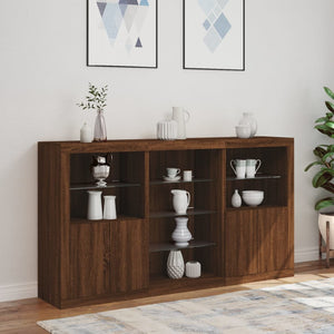 vidaXL Sideboard with LED Lights Brown Oak 181.5x37x100 cm