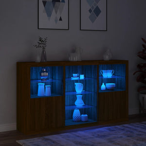 vidaXL Sideboard with LED Lights Brown Oak 181.5x37x100 cm