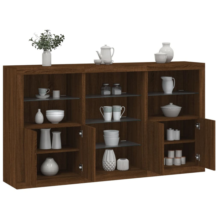 vidaXL Sideboard with LED Lights Brown Oak 181.5x37x100 cm