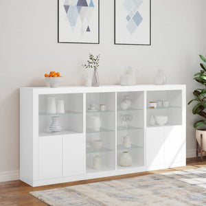 vidaXL Sideboard with LED Lights White 202x37x100 cm