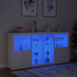 vidaXL Sideboard with LED Lights White 202x37x100 cm