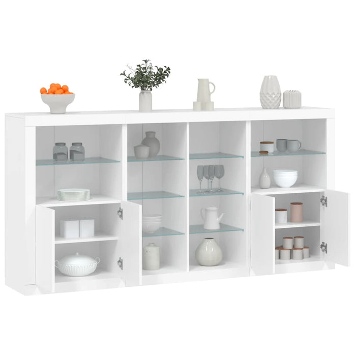 vidaXL Sideboard with LED Lights White 202x37x100 cm