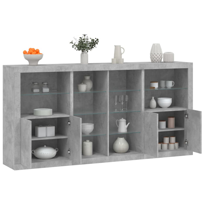 vidaXL Sideboard with LED Lights Concrete Grey 202x37x100 cm