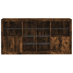 vidaXL Sideboard with LED Lights Smoked Oak 202x37x100 cm