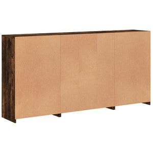 vidaXL Sideboard with LED Lights Smoked Oak 202x37x100 cm