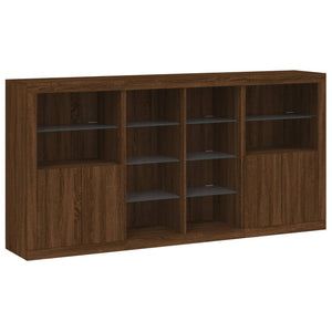 vidaXL Sideboard with LED Lights Brown Oak 202x37x100 cm