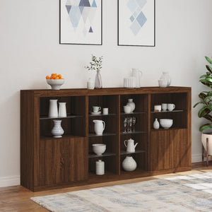 vidaXL Sideboard with LED Lights Brown Oak 202x37x100 cm