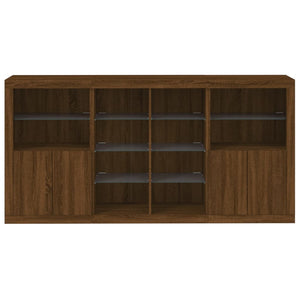 vidaXL Sideboard with LED Lights Brown Oak 202x37x100 cm