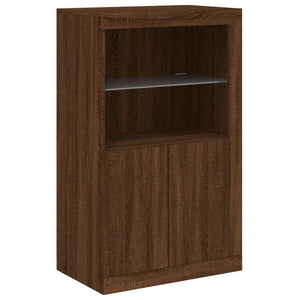 vidaXL Sideboard with LED Lights Brown Oak 202x37x100 cm