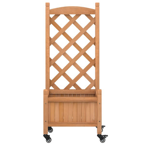 vidaXL Planter with Trellis and Wheels Brown Solid Wood Fir