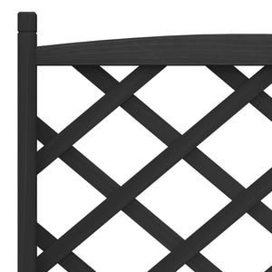 vidaXL Planter with Trellis and Wheels Black Solid Wood Fir