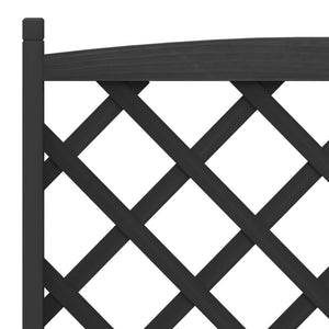 vidaXL Planter with Trellis and Wheels Black Solid Wood Fir