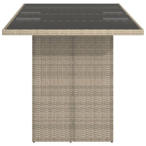 vidaXL Garden Table with Glass Top Light Grey 190x80x74 cm Poly Rattan