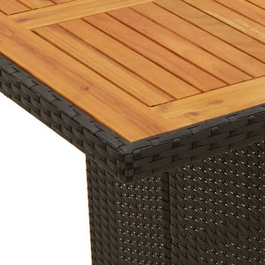 vidaXL Garden Table with Acacia Wood Top Black 190x80x74 cm Poly Rattan