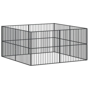 vidaXL Dog Playpen 8 Panels Black Galvanised Steel