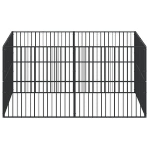 vidaXL Dog Playpen 8 Panels Black Galvanised Steel